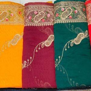 Traditional Embroidered Party Wear Saree.